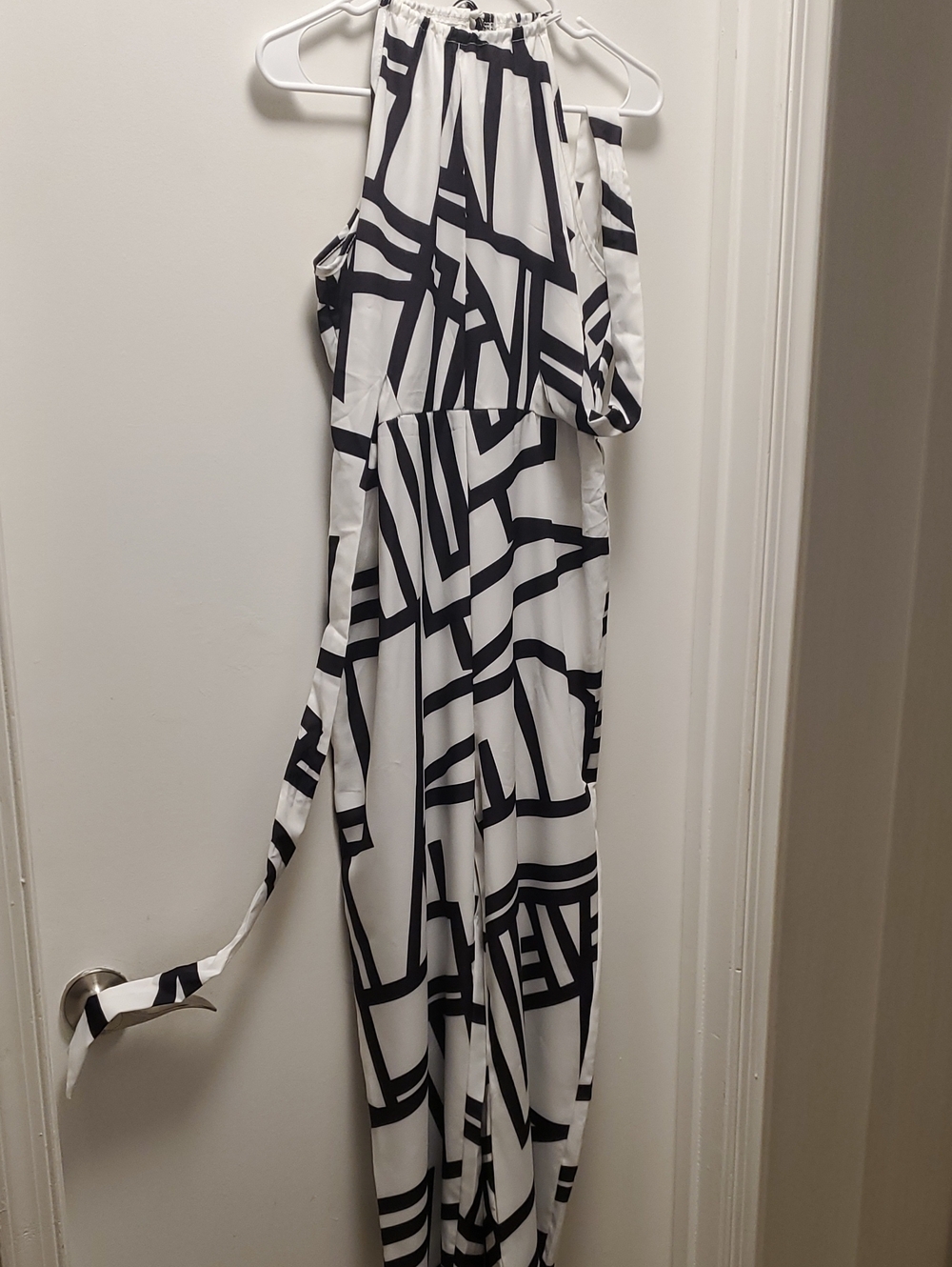 a new day Black & White Geometric Halter Jumpsuit